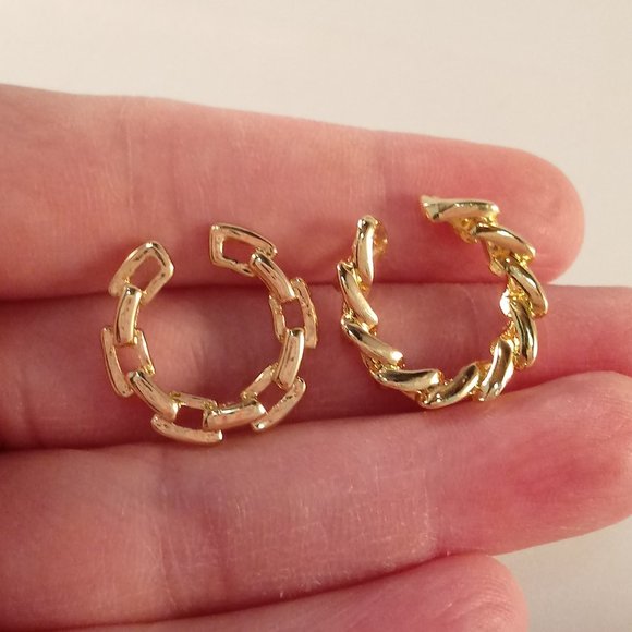 18K Yellow Gold Filled Ear Cuff Clip Stud Wrap Cartilage Earrings Party Gift - Picture 5 of 8